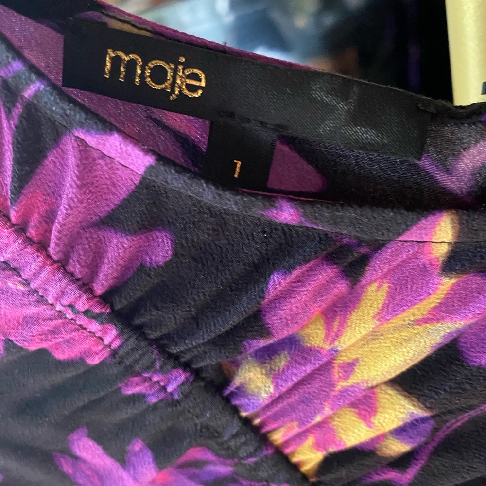 Maje Rosamar Cross-Over Front Floral Print Dress (Fr Size 1) - Picture 2 of 10